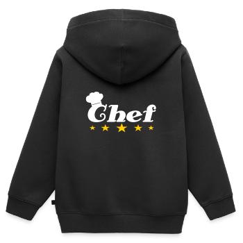 Chefkoch - Kinder Premium Organic Zip Hoodie - Schwarz - Hinten - AI Model Kid Male (0cm)