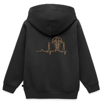 Fossil Puls Herz - Kinder Premium Organic Zip Hoodie - Schwarz - Hinten - AI Model Kid Male (0cm)