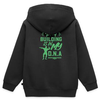 Bodybuilding bodybuilders - Sweat Premium à capuche zippé enfant bio - noir - Dos - AI Model Kid Male (0cm)