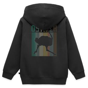 Strauß - Kinder Premium Organic Zip Hoodie - Schwarz - Hinten - AI Model Kid Male (0cm)