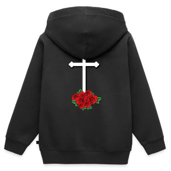 Kreuz Gott Kirche Religion Jesus Tod Beerdigung - Kinder Premium Organic Zip Hoodie - Schwarz - Hinten - AI Model Kid Male (0cm)