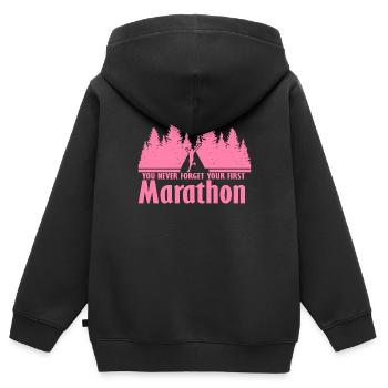 Marathonläuferin Marathon Joggen Marathons Laufen - Kinder Premium Organic Zip Hoodie - Schwarz - Hinten - AI Model Kid Male (0cm)