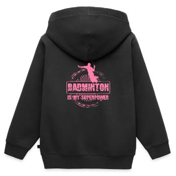 Badminton Badminton Badminton Badminton - Sweat Premium à capuche zippé enfant bio - noir - Dos - AI Model Kid Male (0cm)