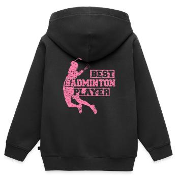 Badminton Badminton Badminton Badminton - Sweat Premium à capuche zippé enfant bio - noir - Dos - AI Model Kid Male (0cm)