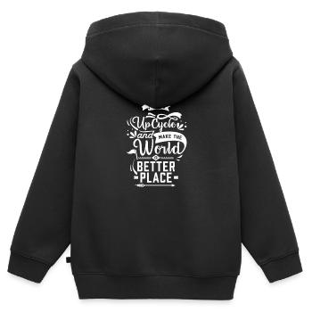 Up Cycle - Sweat Premium à capuche zippé enfant bio - noir - Dos - AI Model Kid Male (0cm)