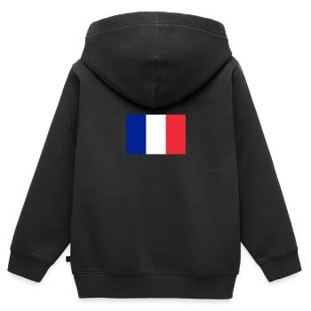 Drapeau France drapeau France Tricolore Championnat d'Europe Coupe du Monde - Sweat Premium à capuche zippé enfant bio - noir - Dos - AI Model Kid Male (0cm)