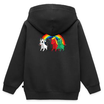 Einhorn Reiter Apokalypse Regenbogen Witz Geschenk - Kinder Premium Organic Zip Hoodie - Schwarz - Hinten - AI Model Kid Male (0cm)