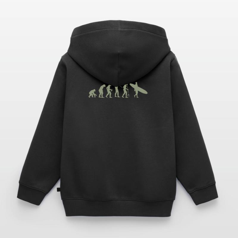 Surfing Evolution Kids Premium Organic Zip-up Hoodie