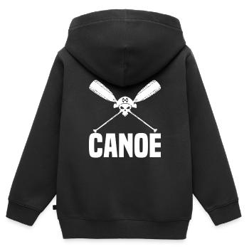 Kanu - Kinder Premium Organic Zip Hoodie - Schwarz - Hinten - AI Model Kid Male (0cm)