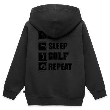 golf - Kids Premium Organic Zip-up Hoodie - black - Back - AI Model Kid Male (0cm)