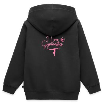 Gymnastik - Kinder Premium Organic Zip Hoodie - Schwarz - Hinten - AI Model Kid Male (0cm)