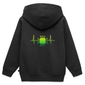 Computer Science Heartbeat - Kids Premium Organic Zip-up Hoodie - black - Back - AI Model Kid Male (0cm)