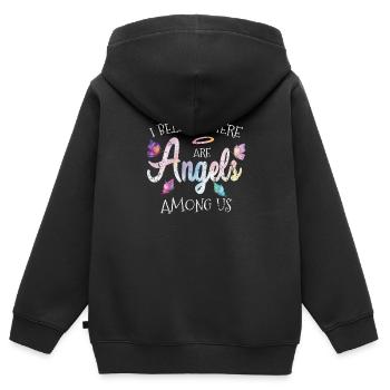 Ange ange gardien - Sweat Premium à capuche zippé enfant bio - noir - Dos - AI Model Kid Male (0cm)