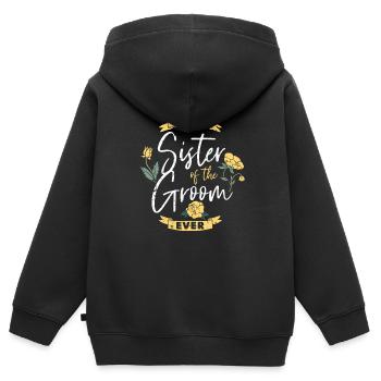 Soutien de mariage soeur marié - Sweat Premium à capuche zippé enfant bio - noir - Dos - AI Model Kid Male (0cm)