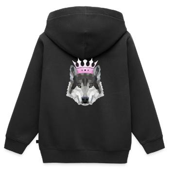 Krone POLYGON WOLF Husky Wölfe Rudel - Kinder Premium Organic Zip Hoodie - Schwarz - Hinten - AI Model Kid Male (0cm)