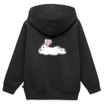 Cadeau BD de lapin lapin lapin blanc - Sweat Premium à capuche zippé enfant bio - noir - Dos - AI Model Kid Male (0cm)