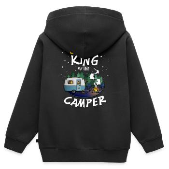 Camper King - für Camping, Outdoor, Campingplatz - Kinder Premium Organic Zip Hoodie - Schwarz - Hinten - AI Model Kid Male (0cm)