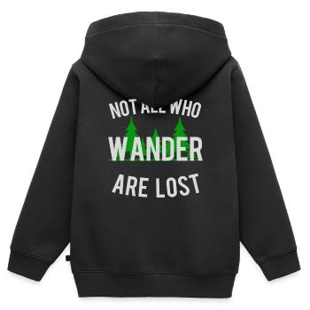 Randonnée alpinisme randonnée cadeau Wanderlust - Sweat Premium à capuche zippé enfant bio - noir - Dos - AI Model Kid Male (0cm)