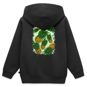ananas - Sweat Premium à capuche zippé enfant bio - noir - Dos - AI Model Kid Male (0cm)