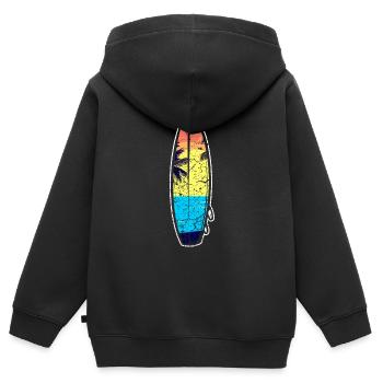 Surfers surfers surfers - Sweat Premium à capuche zippé enfant bio - noir - Dos - AI Model Kid Male (0cm)