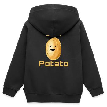 Ich bin eine Kartoffel - Kinder Premium Organic Zip Hoodie - Schwarz - Hinten - AI Model Kid Male (0cm)