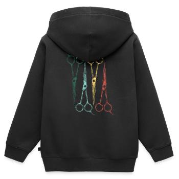 Friseur Haare - Kinder Premium Organic Zip Hoodie - Schwarz - Hinten - AI Model Kid Male (0cm)