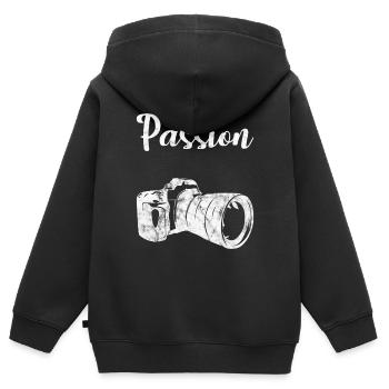 Passion eines Fotografen - Kinder Premium Organic Zip Hoodie - Schwarz - Hinten - AI Model Kid Male (0cm)