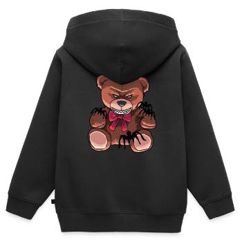 Horror Teddy Spinnen böse Bär satanisch - Kinder Premium Organic Zip Hoodie - Schwarz - Hinten - AI Model Kid Male (0cm)