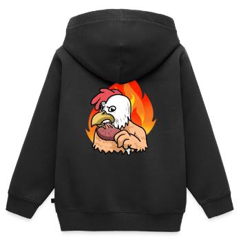 Poulets Grill Fast Food - Sweat Premium à capuche zippé enfant bio - noir - Dos - AI Model Kid Male (0cm)