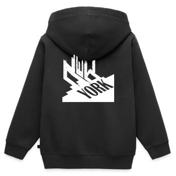 New York City typografisches Design für Big Apple - Kinder Premium Organic Zip Hoodie - Schwarz - Hinten - AI Model Kid Male (0cm)
