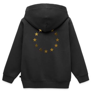 UNION EUROPÉENNE Etoiles Or - Sweat Premium à capuche zippé enfant bio - noir - Dos - AI Model Kid Male (0cm)