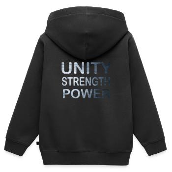 Cool & Awesome Unity Tshirt Design Unity Strength - Kids Premium Organic Zip-up Hoodie - black - Back - AI Model Kid Male (0cm)
