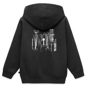 Chirurgie des couverts OP - Sweat Premium à capuche zippé enfant bio - noir - Dos - AI Model Kid Male (0cm)