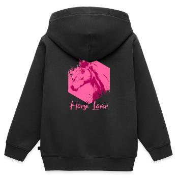 Cheval Pony Equitation Sports équestres Cadeau - Sweat Premium à capuche zippé enfant bio - noir - Dos - AI Model Kid Male (0cm)