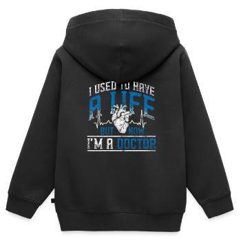 La vie privée du docteur - Sweat Premium à capuche zippé enfant bio - noir - Dos - AI Model Kid Male (0cm)