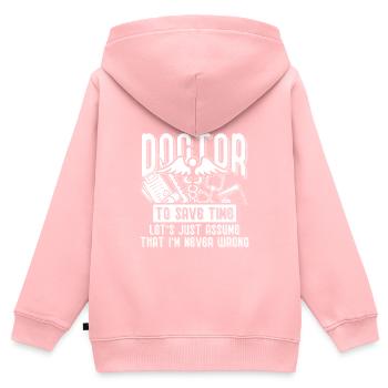 Doktor Arzt - Kinder Premium Organic Zip Hoodie - Rosa - Hinten - AI Model Kid Female (0cm)