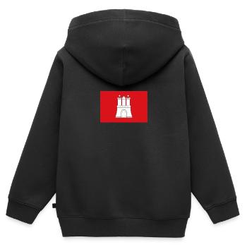 Hambourg - Sweat Premium à capuche zippé enfant bio - noir - Dos - AI Model Kid Male (0cm)