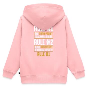 Orthopäde Fehler - Kinder Premium Organic Zip Hoodie - Rosa - Hinten - AI Model Kid Female (0cm)