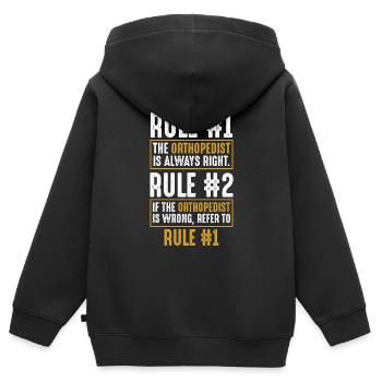Orthopäde Fehler - Kinder Premium Organic Zip Hoodie - Schwarz - Hinten - AI Model Kid Male (0cm)