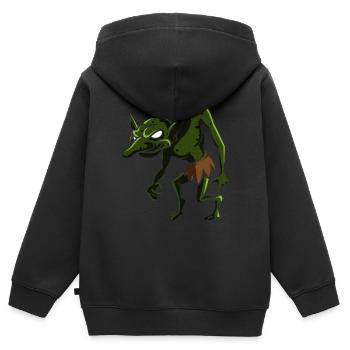 Fieser Kobold, geschenk troll fabelwesen mystisch - Kinder Premium Organic Zip Hoodie - Schwarz - Hinten - AI Model Kid Male (0cm)