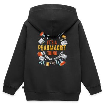 Pharmazeut - Kinder Premium Organic Zip Hoodie - Schwarz - Hinten - AI Model Kid Male (0cm)