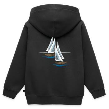 Segeln Schiff - Kinder Premium Organic Zip Hoodie - Schwarz - Hinten - AI Model Kid Male (0cm)