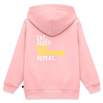 Saxophon Hobby - Kinder Premium Organic Zip Hoodie - Rosa - Hinten - AI Model Kid Female (0cm)