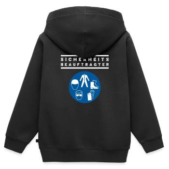 Sicherheitsbeauftragter Sicherheit Arbeistschutzge - Kinder Premium Organic Zip Hoodie - Schwarz - Hinten - AI Model Kid Male (0cm)