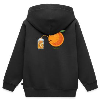 Orange Pipi Pinkeln Lustig Saft gesund - Kinder Premium Organic Zip Hoodie - Schwarz - Hinten - AI Model Kid Male (0cm)