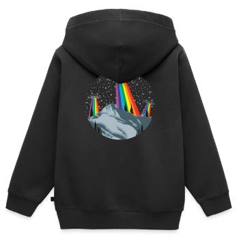 Berge Landschaft Ufo Ausserirdisch - Kinder Premium Organic Zip Hoodie - Schwarz - Hinten - AI Model Kid Male (0cm)