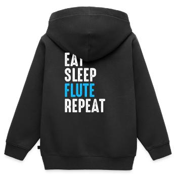 Flöte - Kinder Premium Organic Zip Hoodie - Schwarz - Hinten - AI Model Kid Male (0cm)