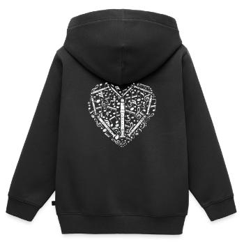 Flöte - Kinder Premium Organic Zip Hoodie - Schwarz - Hinten - AI Model Kid Male (0cm)