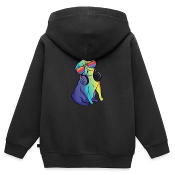 Elektro Musik Dj Mops Techno Festival Geschenk - Kinder Premium Organic Zip Hoodie - Schwarz - Hinten - AI Model Kid Male (0cm)
