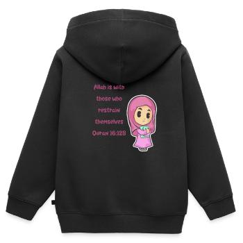 Coran Sourate verset Allah Allah Islam Cadeau Musulman - Sweat Premium à capuche zippé enfant bio - noir - Dos - AI Model Kid Male (0cm)